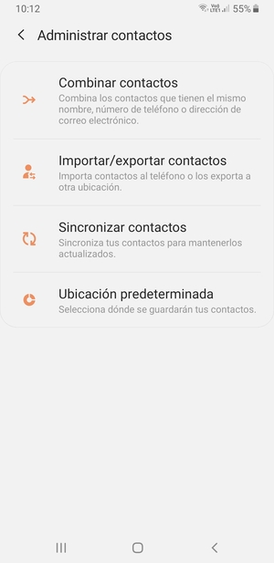 Seleccione Importar/exportar contactos