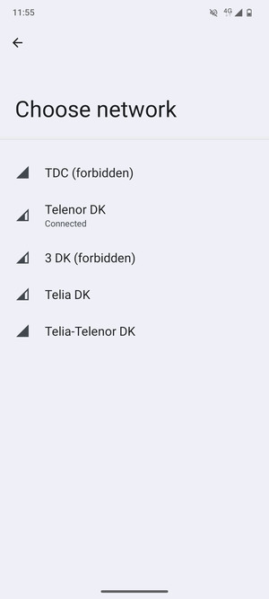 Select a network operator from the list