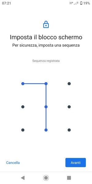 Disegna una sequenza di sblocco e seleziona Avanti