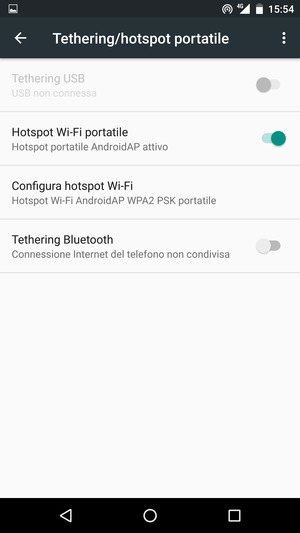 Il telefono è ora pronto per essere usato come modem