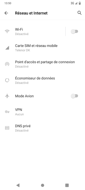 Sélectionnez Point d'accès et partage de connexion