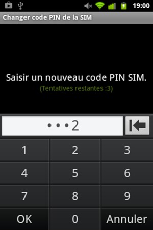 Saisissez votre Nouveau code PIN SIM et sélectionnez OK