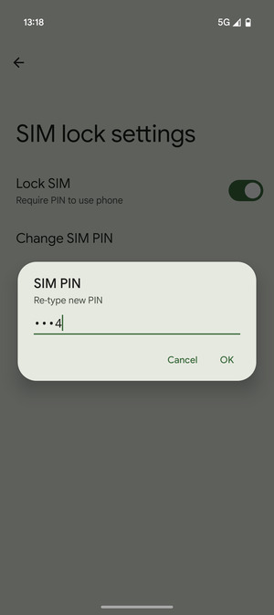 Confirm your new SIM PIN and select OK