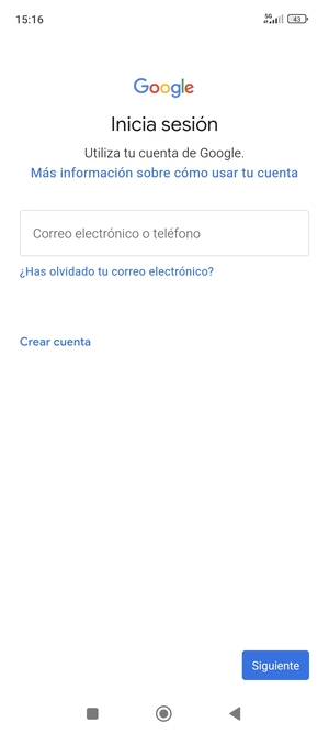 Introduzca su dirección de Gmail y seleccione Siguiente