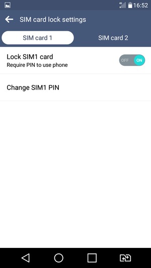 Select SIM card 1 or SIM card 2 and select Change SIM PIN
