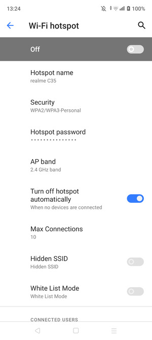 Select Hotspot password