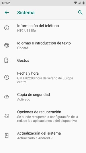 Seleccione Actualización del sistema