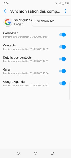 Sélectionnez Synchroniser