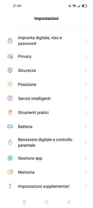 Scorri e seleziona Sicurezza