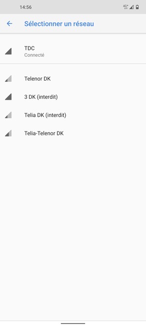 Sélectionnez un opérateur réseau dans la liste