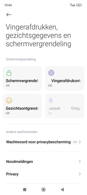 Om uw schermvergrendeling te activeren, keer terug naar het Vingerafdrukken, gezichtsgegevens en schermvergrendeling-menu en selecteer Schermvergrendeling