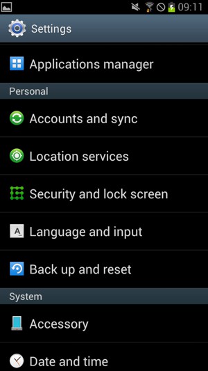 Select Security and lock screen