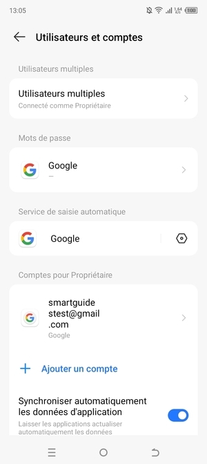 Sélectionnez votre compte Google