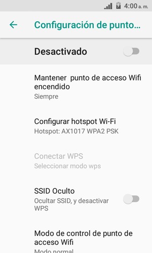 Seleccione Configurar hotspot Wi-Fi