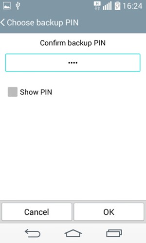 Confirm your Backup PIN and select OK