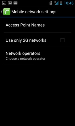 Check the Use only 2G network checkbox to enable 2G