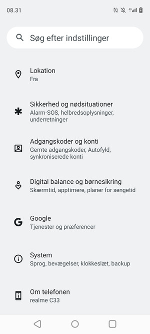 Scroll til og vælg System