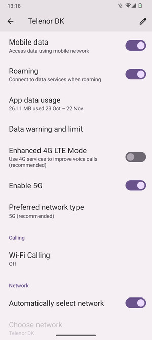 Turn Roaming on or off