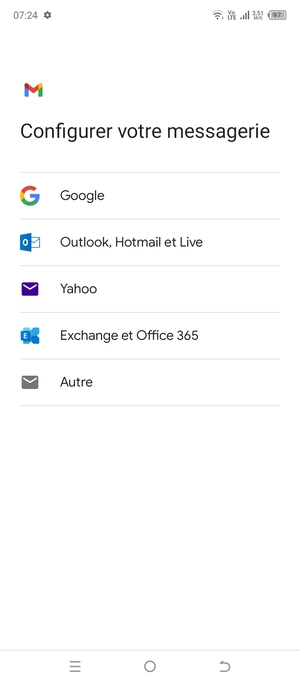 Sélectionnez Outlook, Hotmail et Live