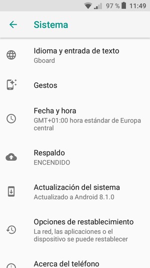 Seleccione Actualización del sistema