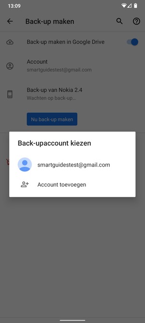 Selecteer uw back-up-account