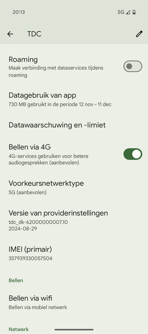 Scroll naar en selecteer Voorkeursnetwerktype