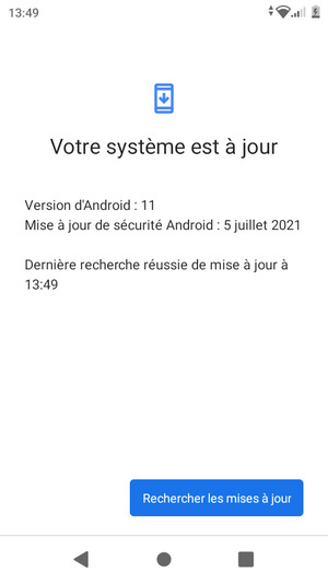 Si votre téléphone est à jour, vous verrez l'écran suivant