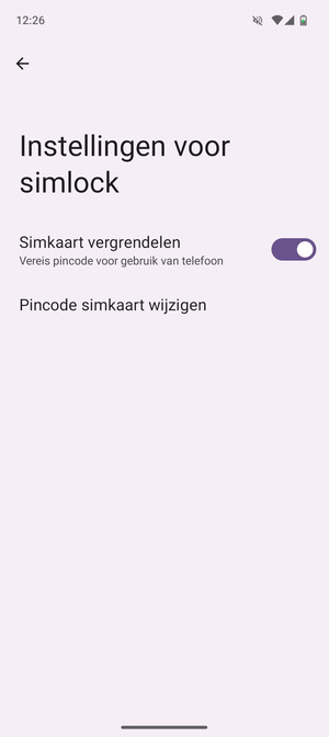 Selecteer  Pincode simkaart wijzigen