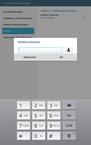 Geben Sie die Mailbox-Nummer ein und wählen Sie OK