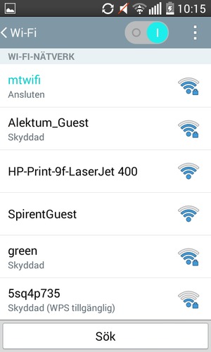 Du är nu ansluten till Wi-Fi nätverket