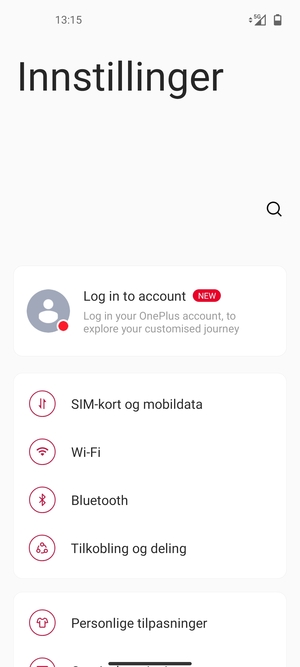 Velg SIM-kort og mobildata