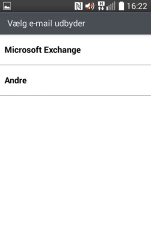 Vælg Microsoft Exchange