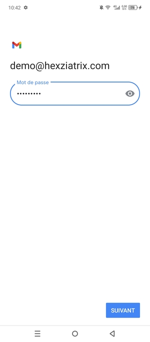 Saisissez votre Mot de passe et sélectionnez SUIVANT