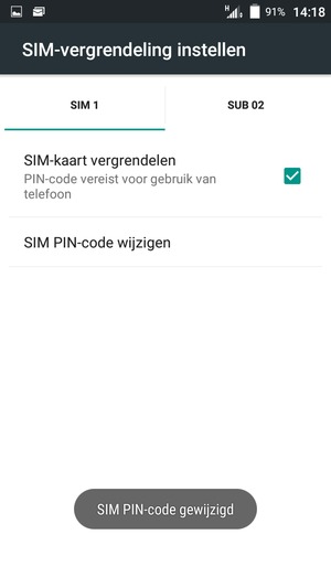 Uw SIM PIN-code is gewijzigd