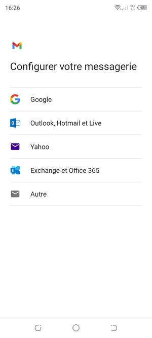 Sélectionnez Outlook, Hotmail et Live