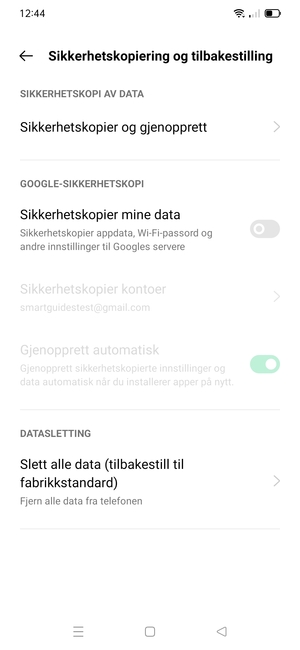 Slå på Sikkerhetskopier mine data