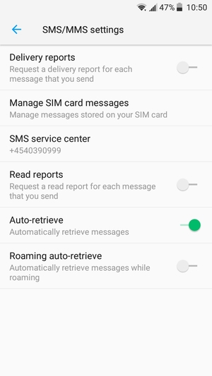 Select SMS service center