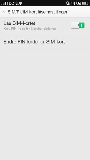 Slå på Lås SIM-kortet og velg Endre PIN-kode for SIM-kort