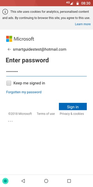 Enter your password and select Sign in