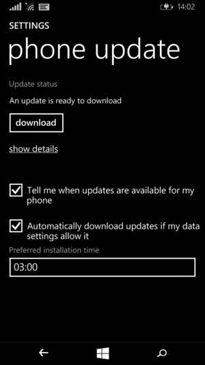 If your phone is not up to date, select download