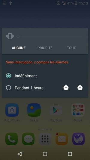 Select AUCUNE for silent mode