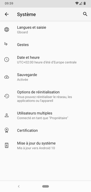 Sélectionnez Mise à jour du système