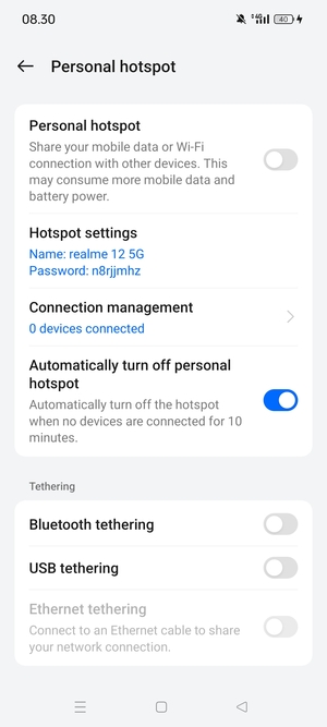 Turn on Personal hotspot