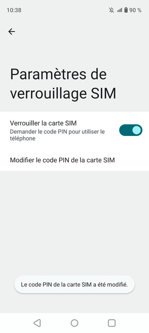 Votre Code PIN de la carte SIM a été modifié