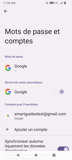 Sélectionnez votre compte Google