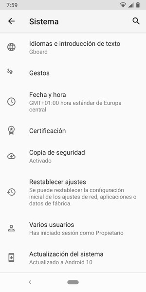 Seleccione Actualización del sistema