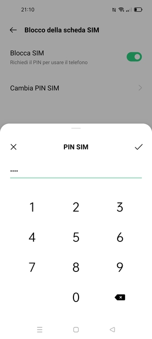 Inserisci PIN attuale per questa scheda SIM e seleziona OK