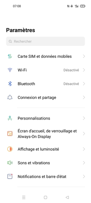 Sélectionnez Carte SIM et données mobiles