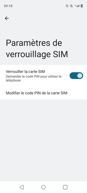 Sélectionnez Modifier le code PIN de la carte SIM