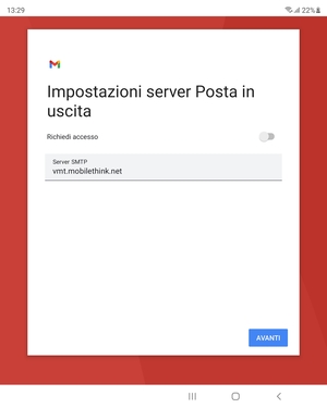 Disattiva Richiedi accesso e seleziona AVANTI